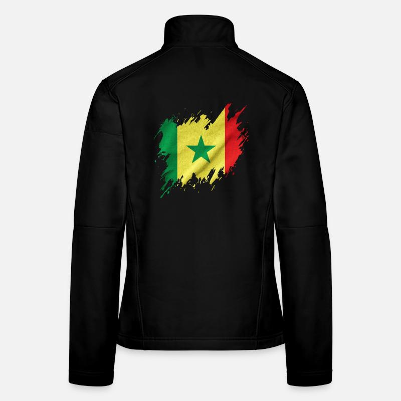 Drapeau du Sénégal, style déchiré Veste en tissu softshell Femme