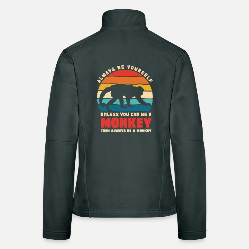 Be Yourself Monkey Retro Motiv Frauen Softshelljacke