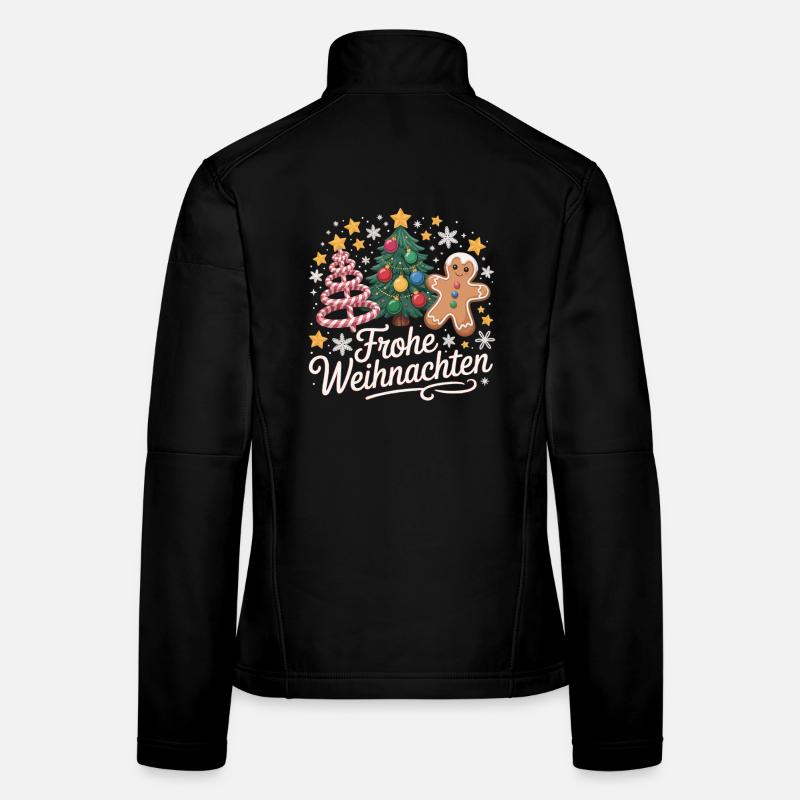 Joyeux Noël avec des étoiles et une canne à sucre Veste en tissu softshell Femme