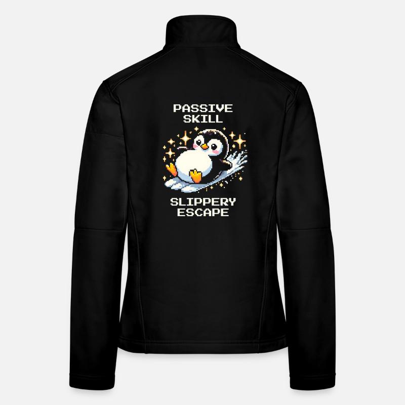 Slippery Escape | Pinguin Skill Humor Frauen Softshelljacke