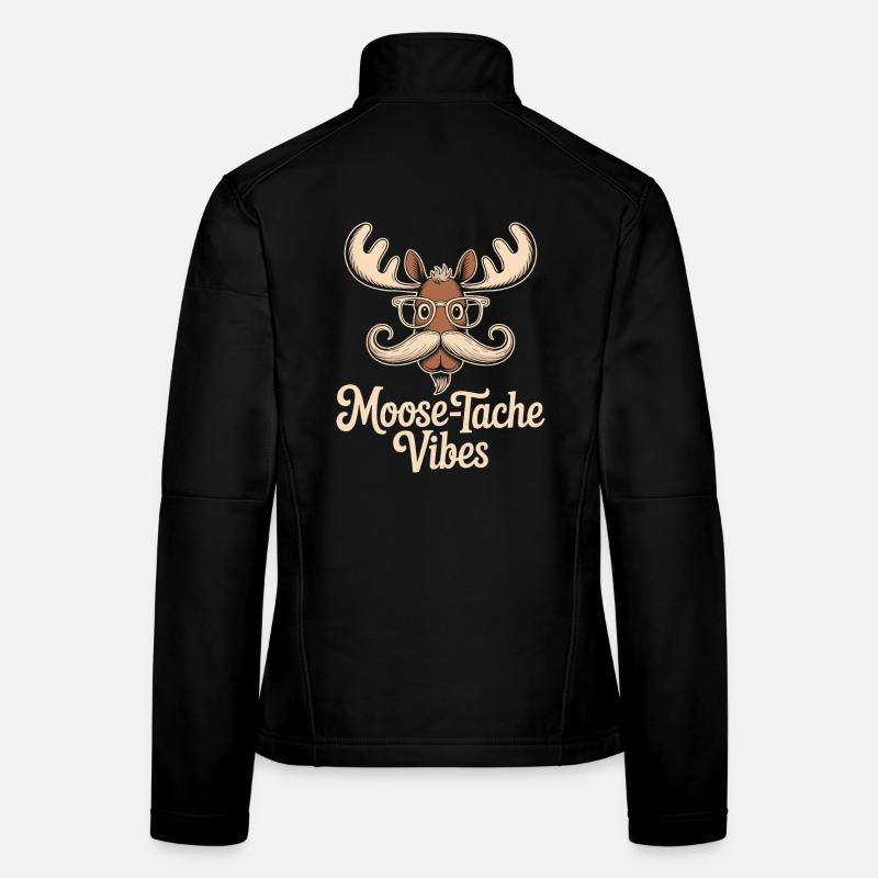 Humor Tier Elch Witz Schnurrbart Frauen Softshelljacke