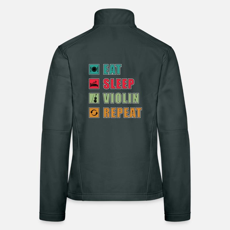 Eat Sleep Violin Repeat Graphic Women's Softshell Jacket
