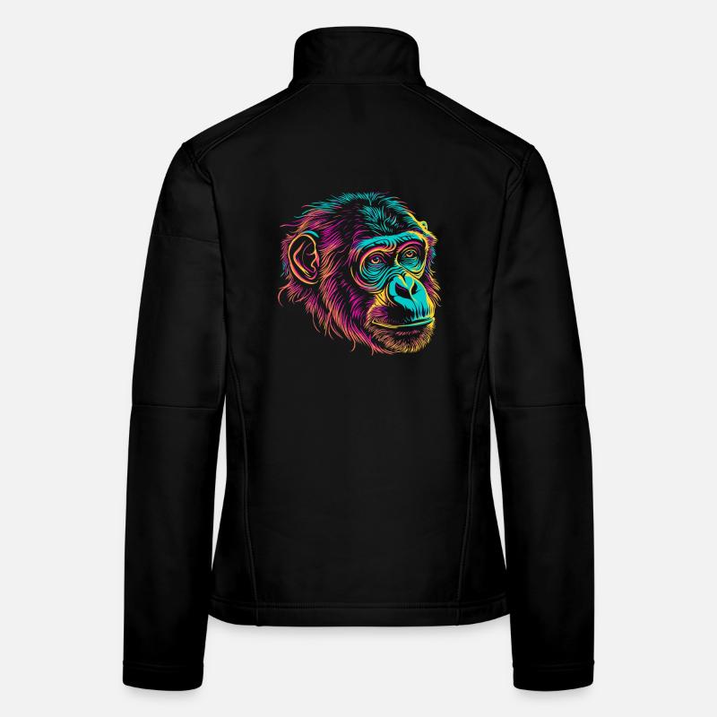 Neon Monkey Portrait Color Explosion Women's Softshell Jacket