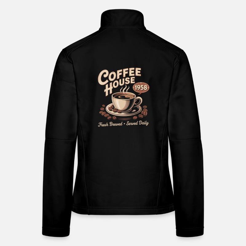 Vintage Kaffee Werbung Frauen Softshelljacke