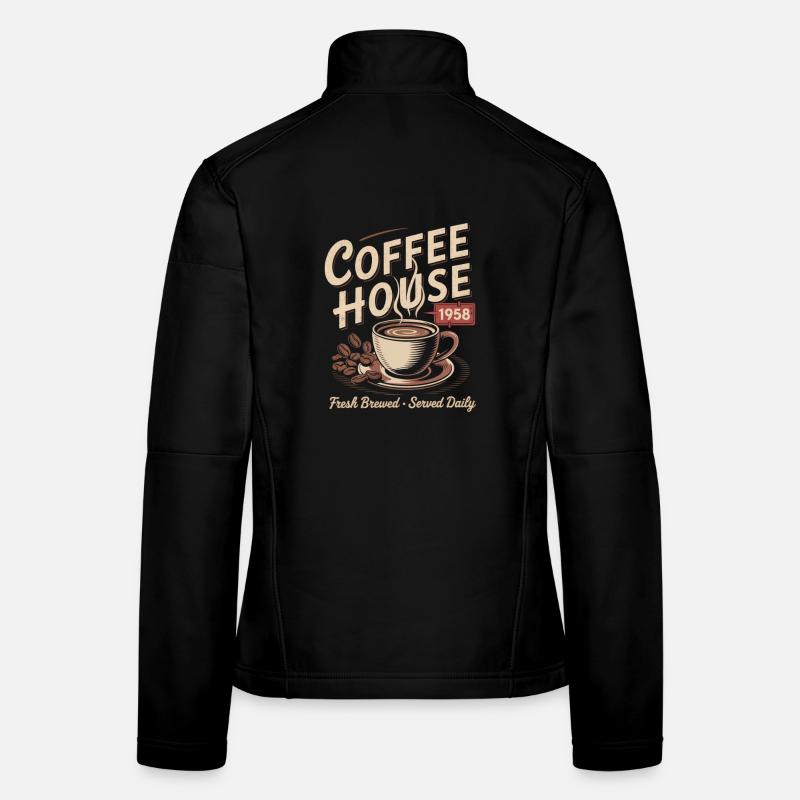 Vintage Kaffee Werbung Frauen Softshelljacke