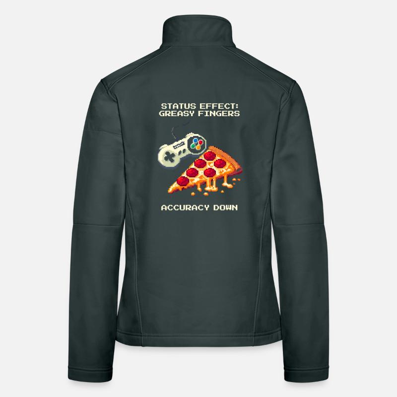 Status Effect: Greasy Fingers | Pizza Aim Humor Women's Softshell Jacket
