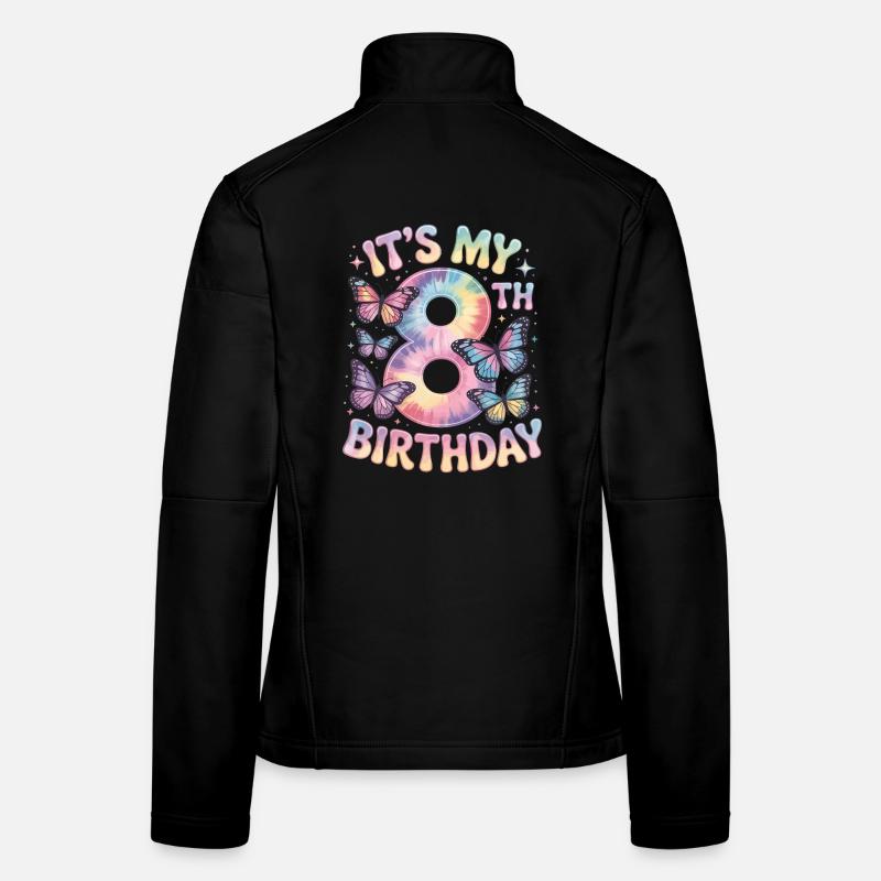 8th Birthday Rainbow Butterfly Decoration Women's Softshell Jacket