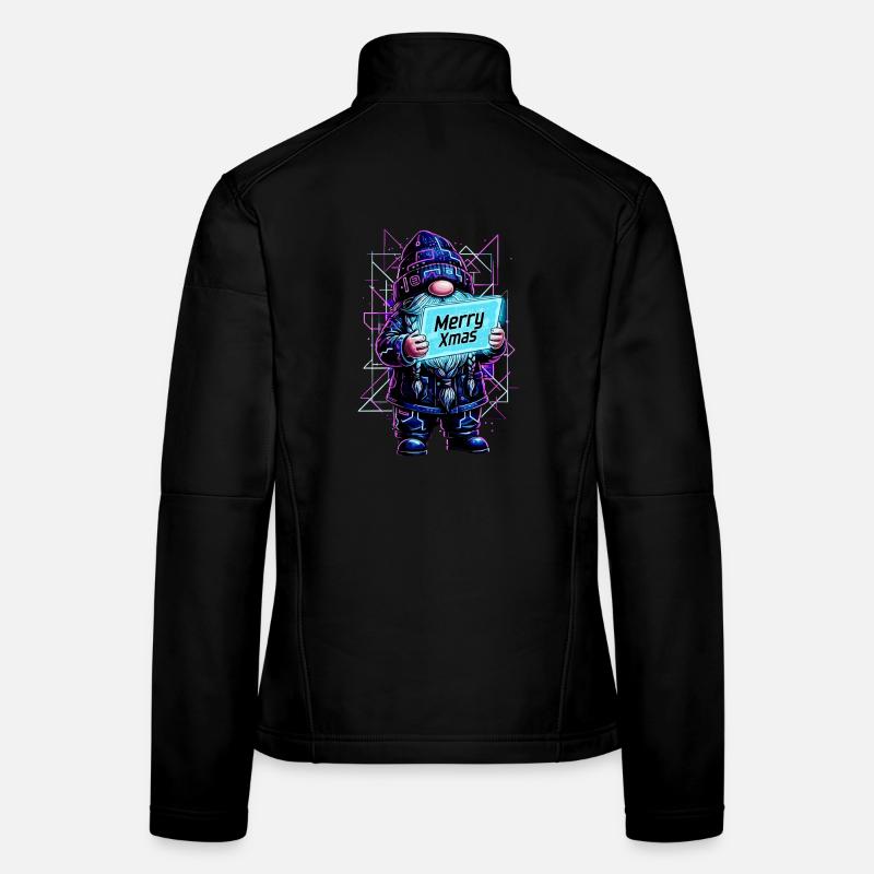 Merry Xmas - Synthwave Gnome 80s Cyberpunk Women's Softshell Jacket