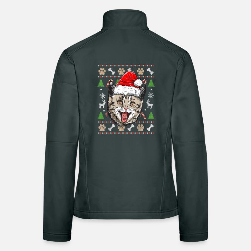 Pull Moche de Noël Chat Mignon idée Cadeau Joyeux Veste en tissu softshell Femme