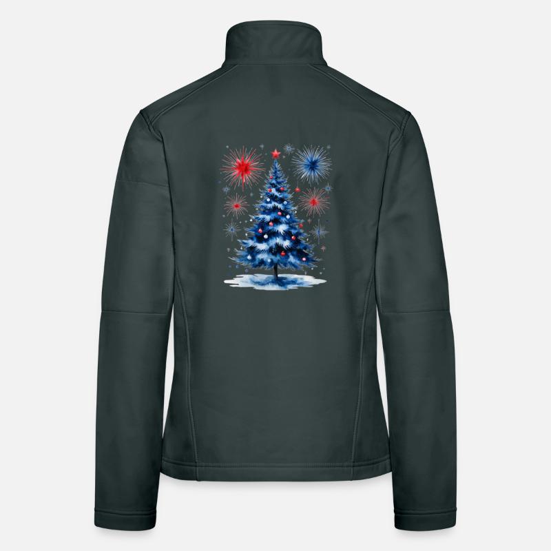 Fireworks Christmas Tree Pattern Women's Softshell Jacket