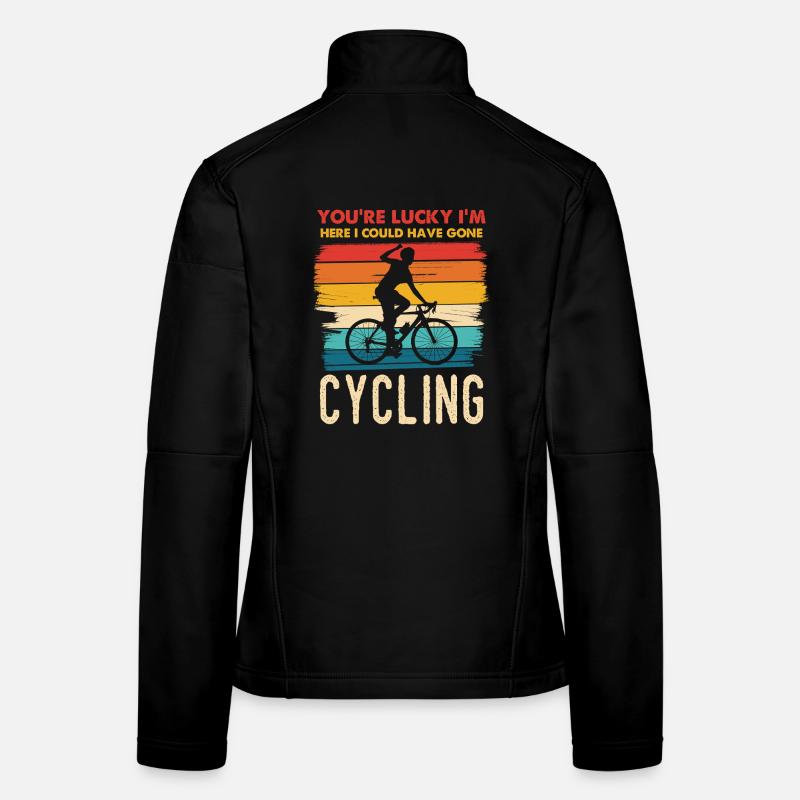 Happy Cyclist Retro Motif Women's Softshell Jacket
