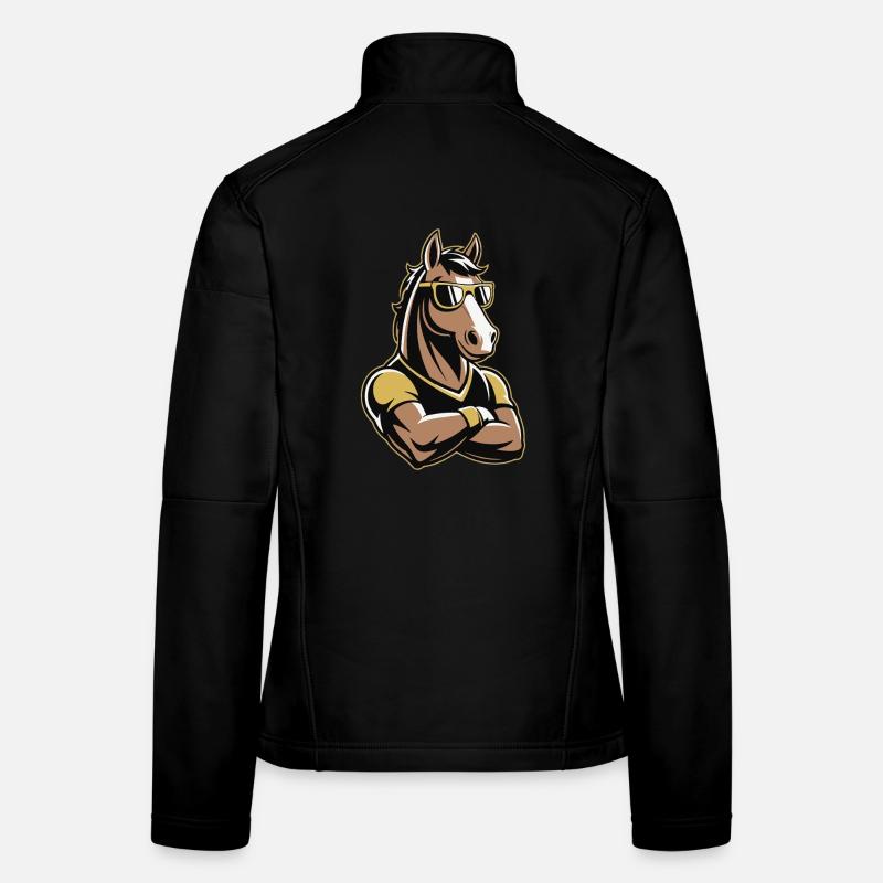 Horse mascot with sunglasses - Women's Softshell Jacket - black