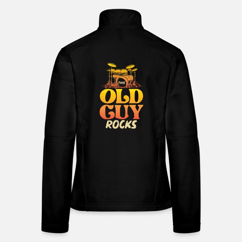 Old Man Rocks Drums Women's Softshell Jacket