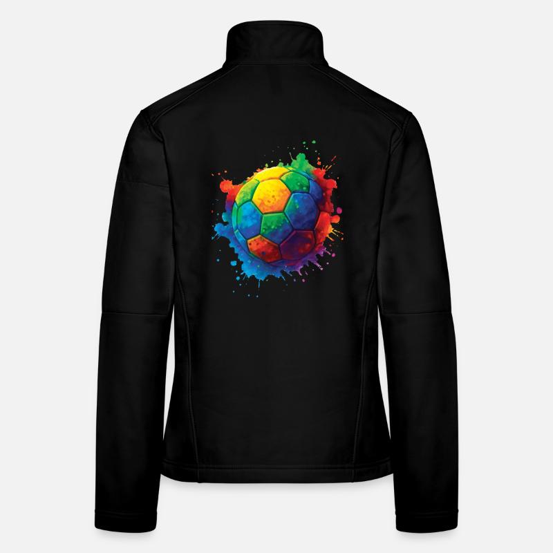 Color Splash Multicolor Fußball - Frauen Softshelljacke - Schwarz