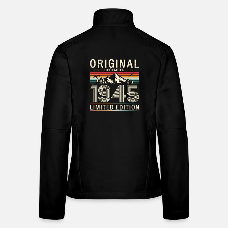80e anniversaire Décembre original Né en 1945 Veste en tissu softshell Femme
