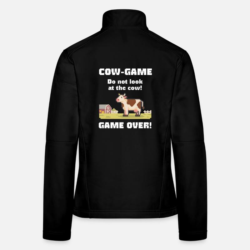 Pixel Art Kuh Retro 8-Bit Farm Design Frauen Softshelljacke