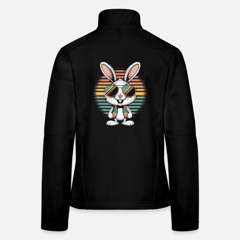 Rainbow Bunny with Sunglasses Women's Softshell Jacket