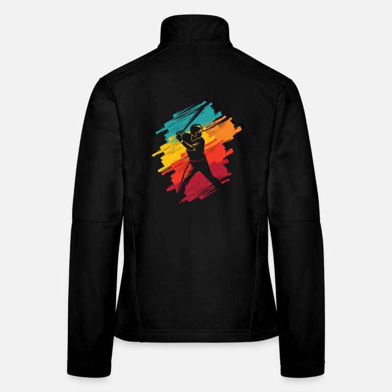 Bunter Baseball Spieler Kinder Männer Baseballer - Frauen Softshelljacke - Schwarz