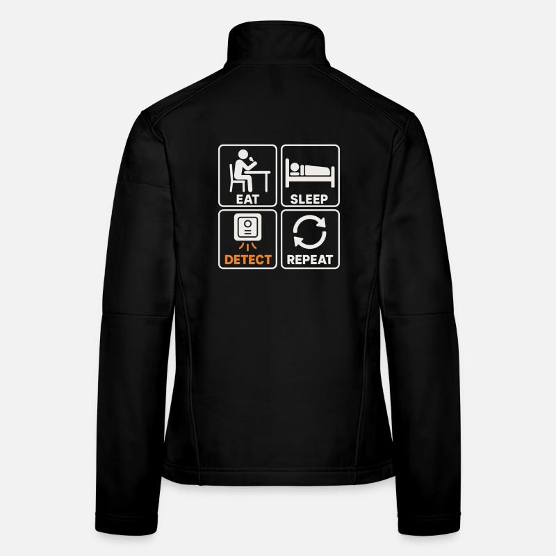 Manger Détecter le sommeil Répéter la détection de métaux amusante Veste en tissu softshell Femme