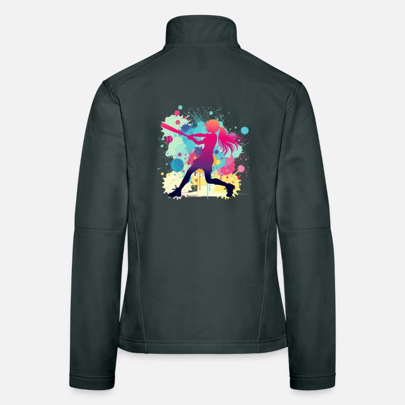 Joueuse de softball, softball, joueuse de softball Veste en tissu softshell Femme