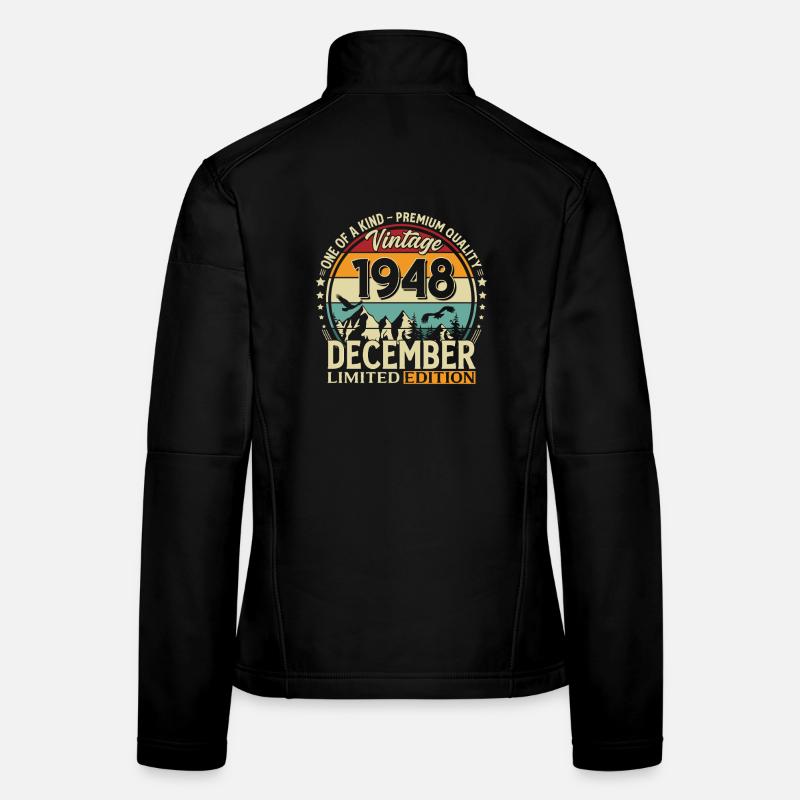 77e anniversaire Millésime décembre 1948 Veste en tissu softshell Femme