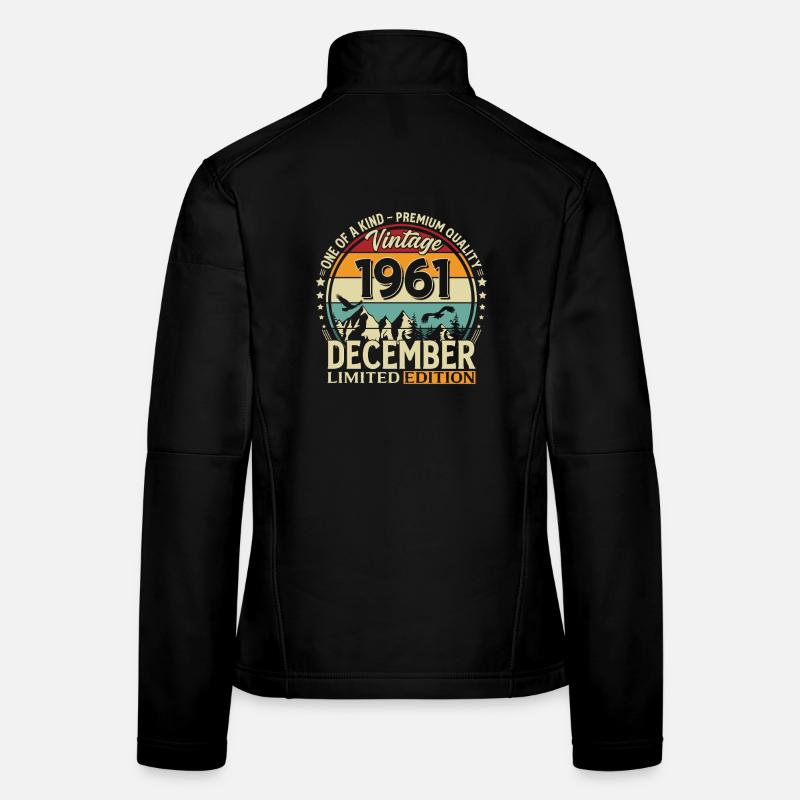 64e anniversaire Millésime décembre Millésime 1961 Veste en tissu softshell Femme