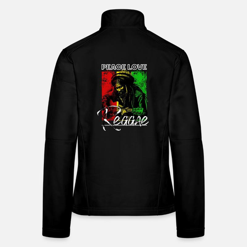 Frieden Liebe Reggae Rastafari Gitarre Frauen Softshelljacke