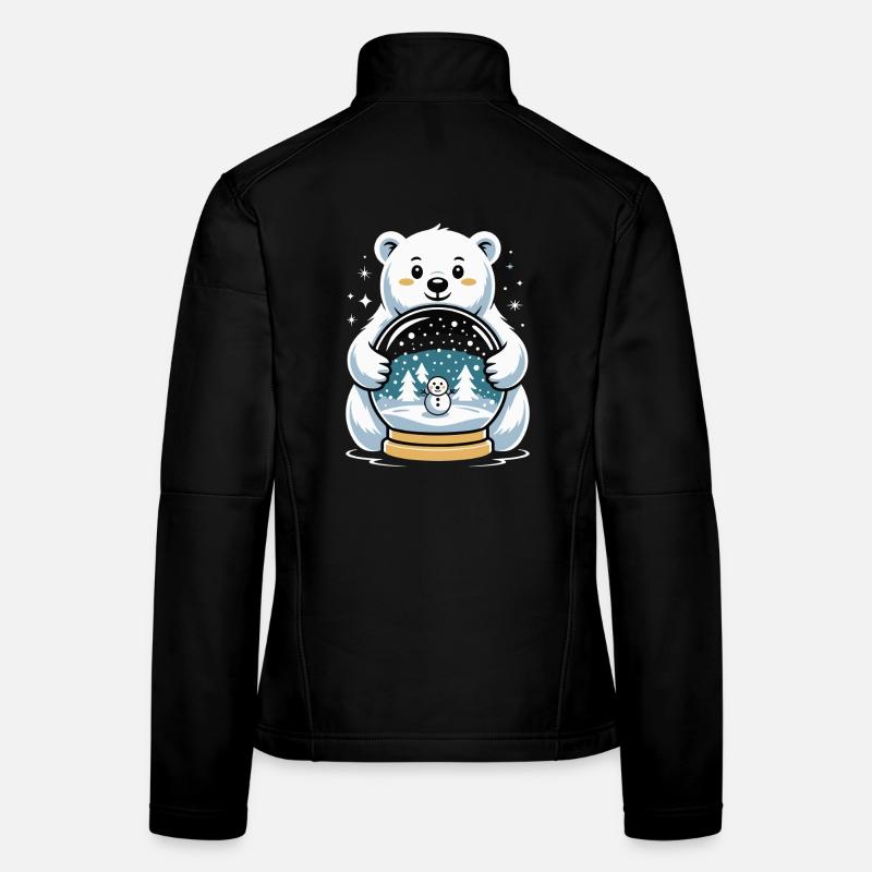 Impression de boule à neige d’ours polaire Veste en tissu softshell Femme