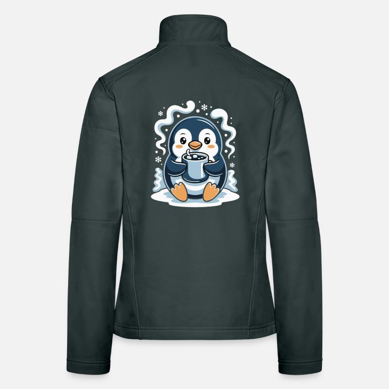 Cuddly penguin with hot cocoa Women's Softshell Jacket