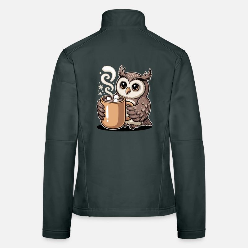 Kuschelige Eule mit Kakao Frauen Softshelljacke
