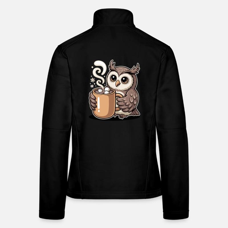 Kuschelige Eule mit Kakao Frauen Softshelljacke