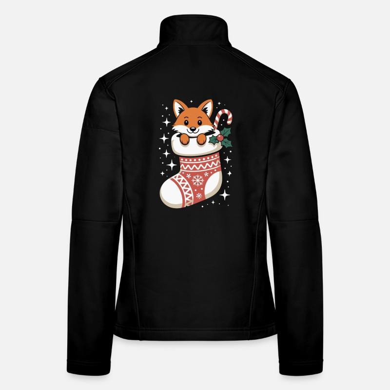 Fox in the Christmas sock Women's Softshell Jacket