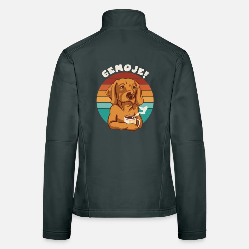 GEMOJE Hessischer Spruch Hund Kaffee Gassi Frauen Softshelljacke