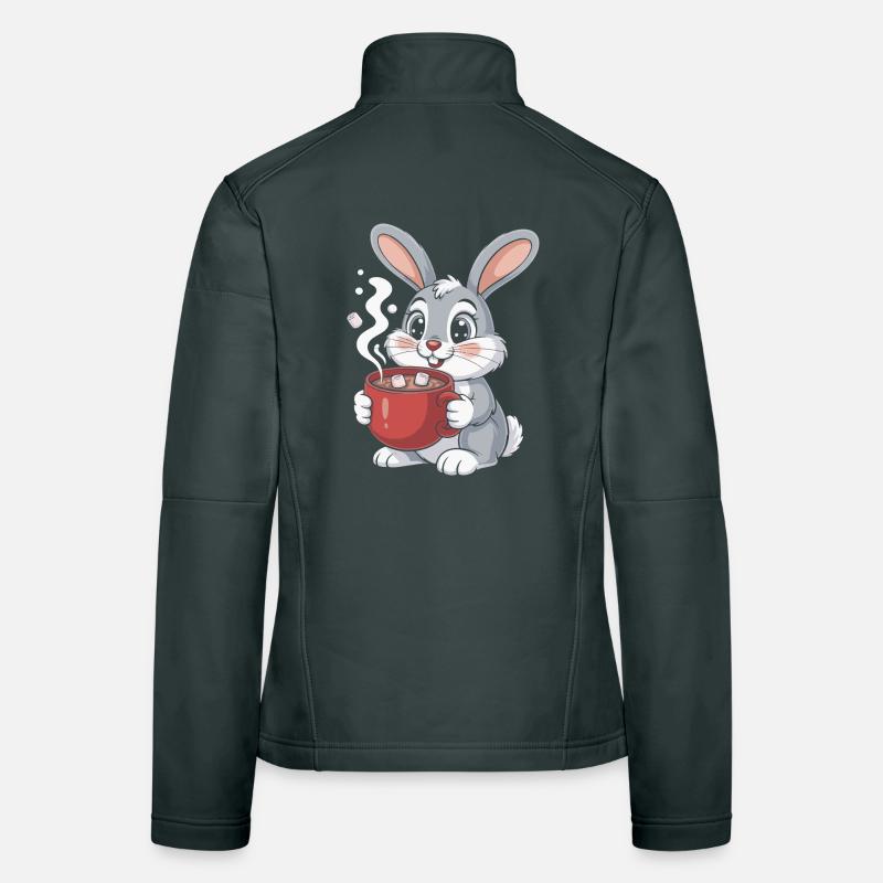 Lapin câlin avec tasse à café Veste en tissu softshell Femme