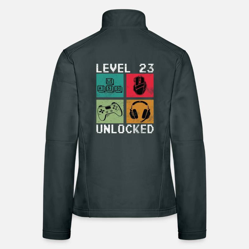 Level 23 Unlocks Pixel Gaming Women's Softshell Jacket
