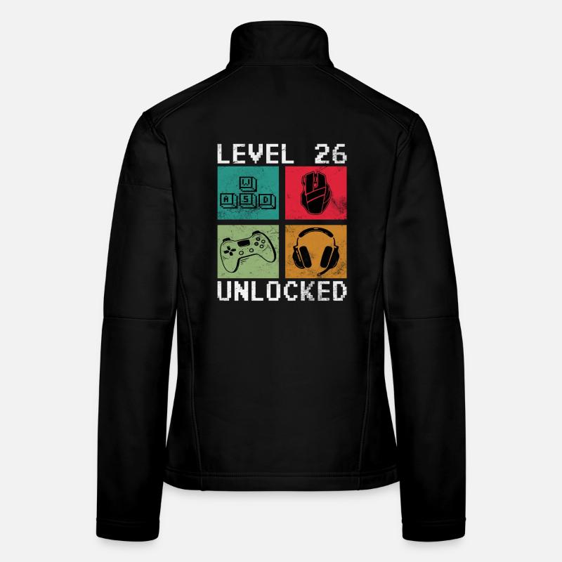 Level 26 Freigeschaltet: Pixel Gaming Blocks Frauen Softshelljacke