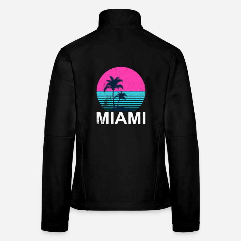 Miami Neon Palm Trees Sunset Women's Softshell Jacket