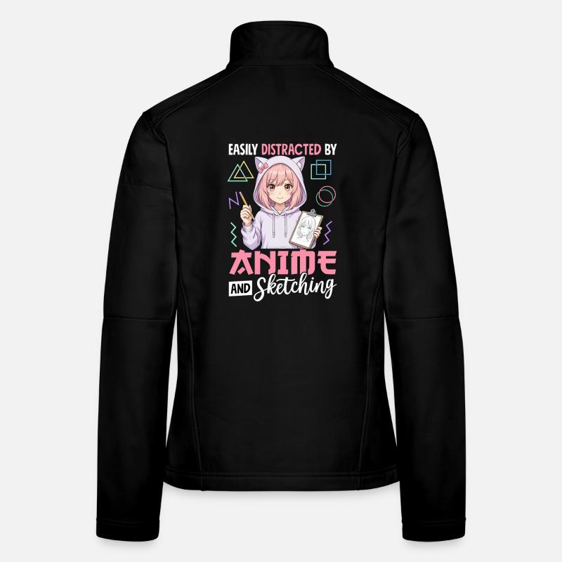 Facilement distrait par l’anime et le dessin Veste en tissu softshell Femme