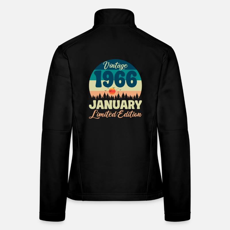 60e Anniversaire 60 ans Janvier 1966 idée Cadeau Veste en tissu softshell Femme