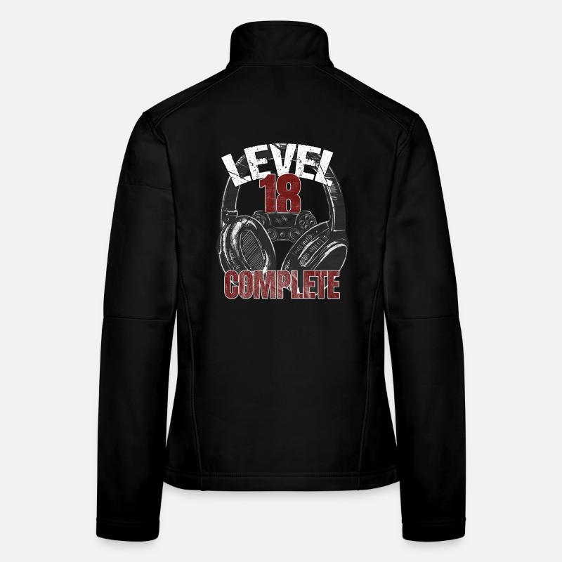 Level 18 Complete Gamer Geburtstagsdesign Frauen Softshelljacke