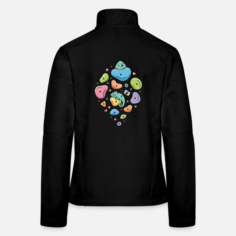 Drôle d’aventure caméléon en escalade sur roche Veste en tissu softshell Femme
