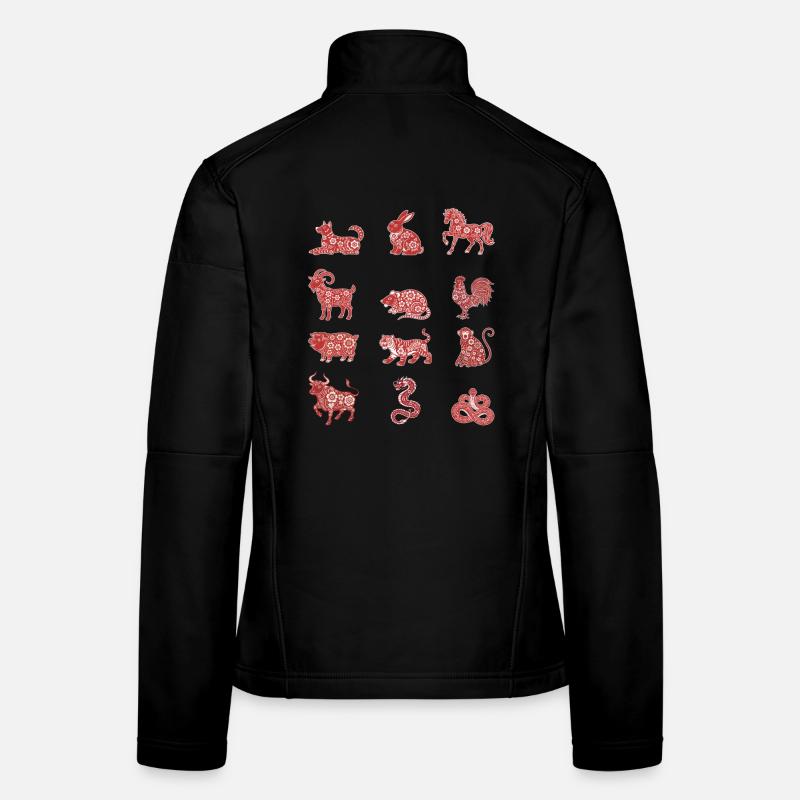 Chinesisches Neujahr Chinesisches Tierzeichen Tierzeichen Blumen Frauen Softshelljacke
