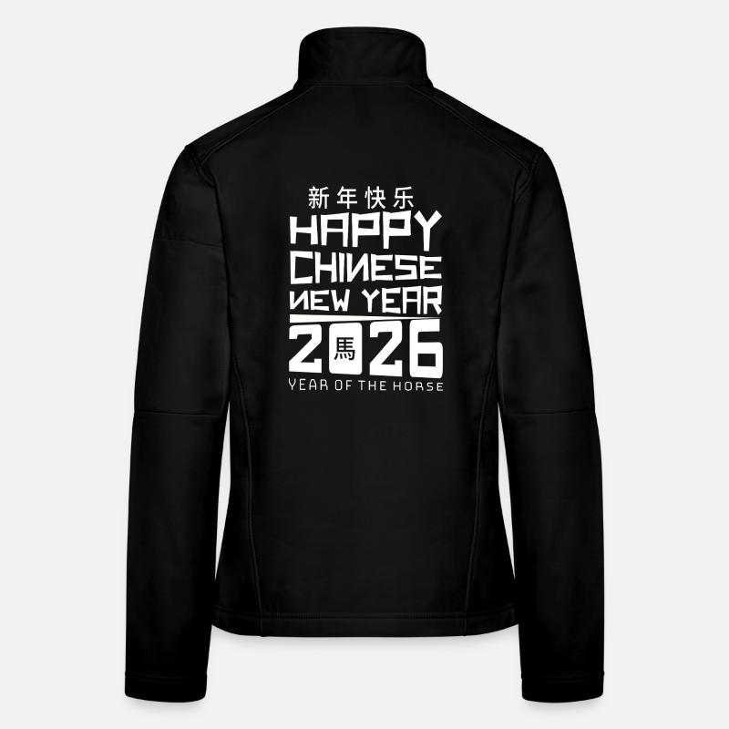 Année du Zodiaque chinois Heureuse Année du Cheval Veste en tissu softshell Femme