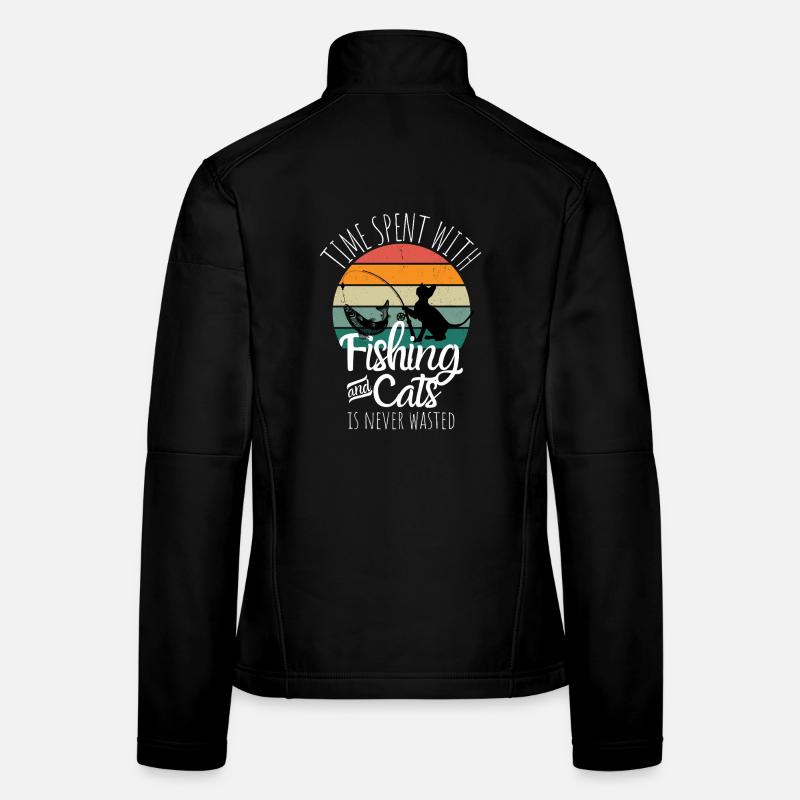 Fishing & Cats – Retro Leisure Design Women's Softshell Jacket