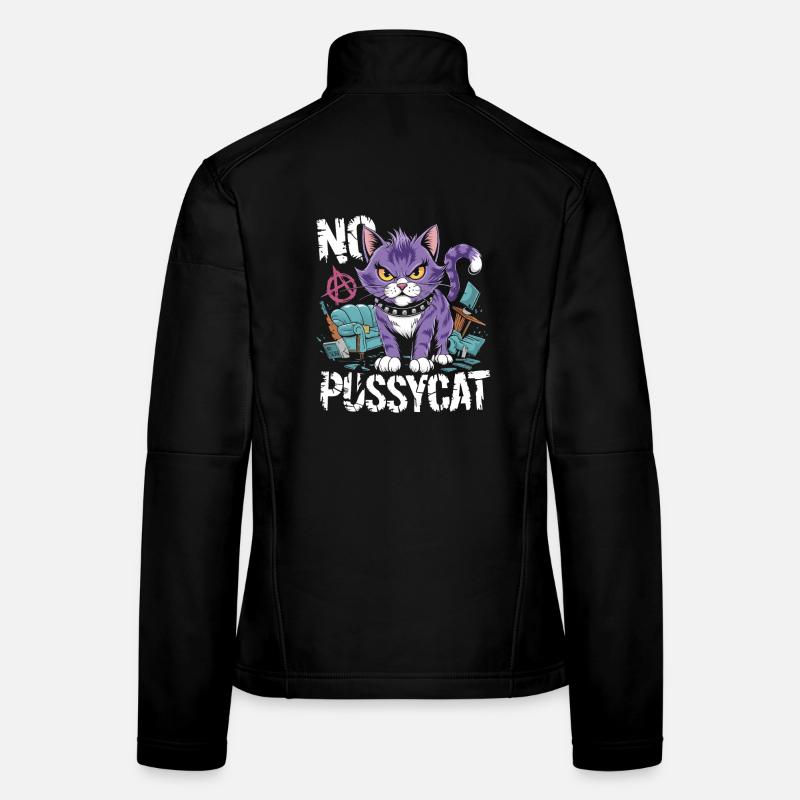 Rebellische Katze No Pussycat Design Frauen Softshelljacke