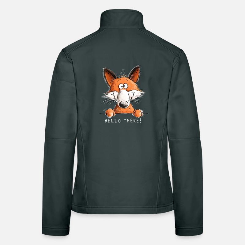 Funny Fox Hello Da Cartoon Saying Women's Softshell Jacket