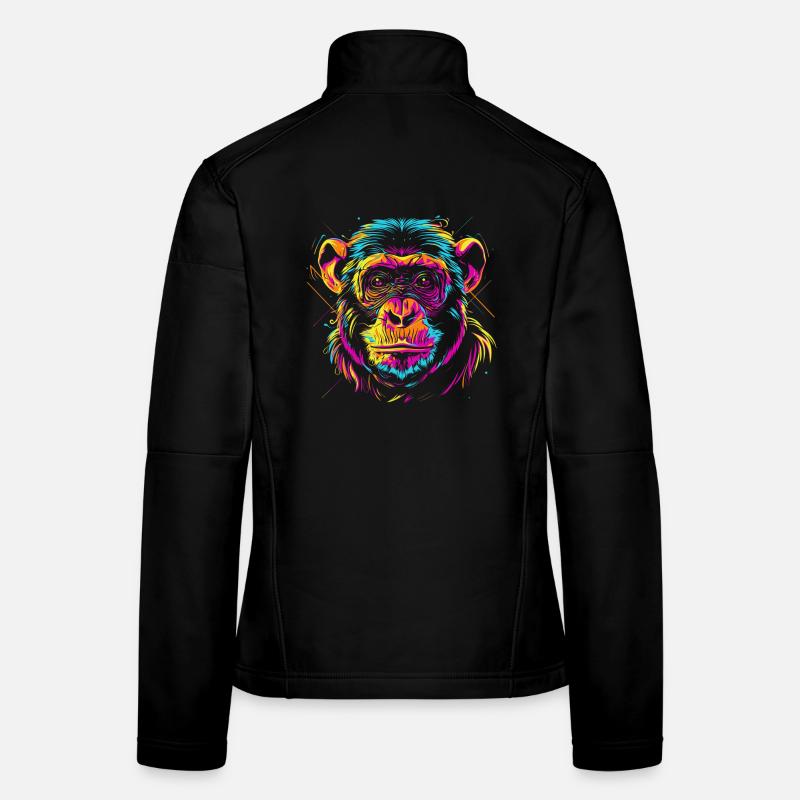 Neon Monkey Head in Pop Art Style Women's Softshell Jacket