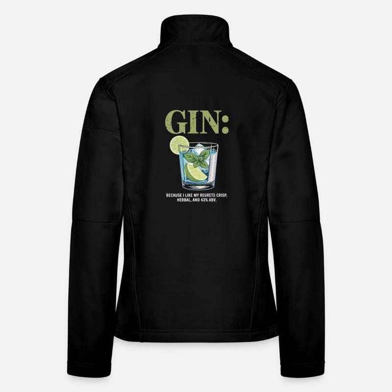 Gin parce que j’aime mes regrets croquants herbaux 43 % Veste en tissu softshell Femme