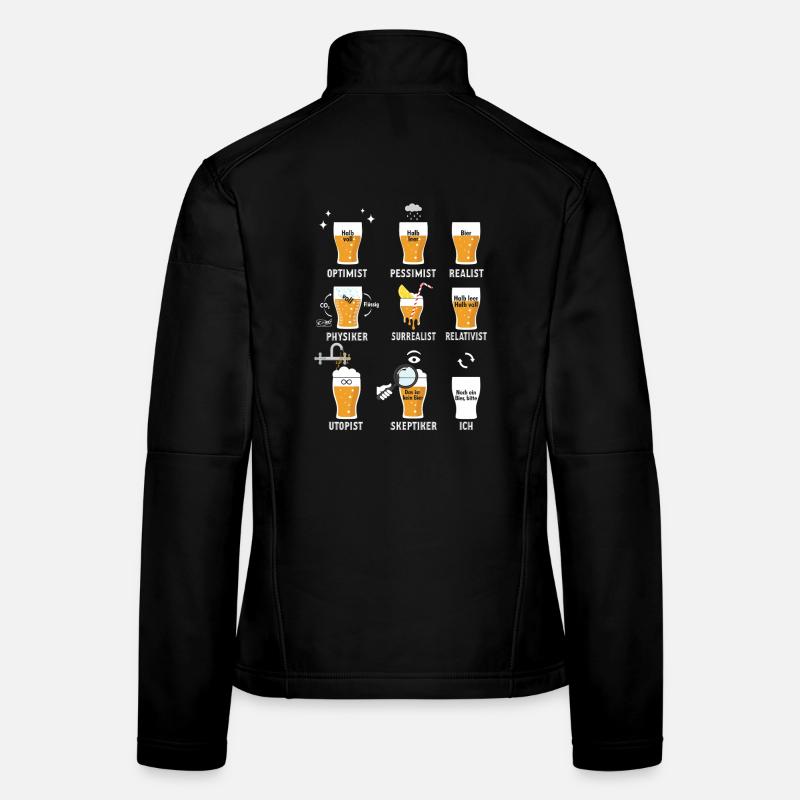Cadeau de bière Citation à moitié entière Sarcasme Humour de nerd Veste en tissu softshell Femme