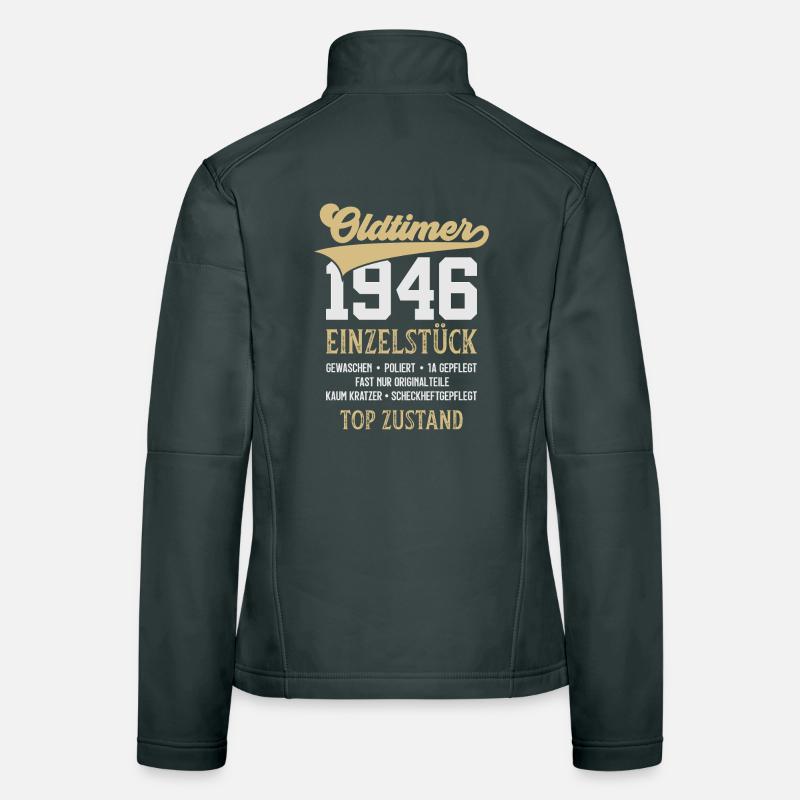 OLDTIMER 1946 EINZELSTÜCK 80. GEBURTSTAG Frauen Softshelljacke